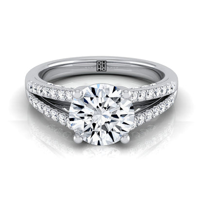Round Brilliant, Split Shank French Pavé, in Platinum, pave setting | RockHer