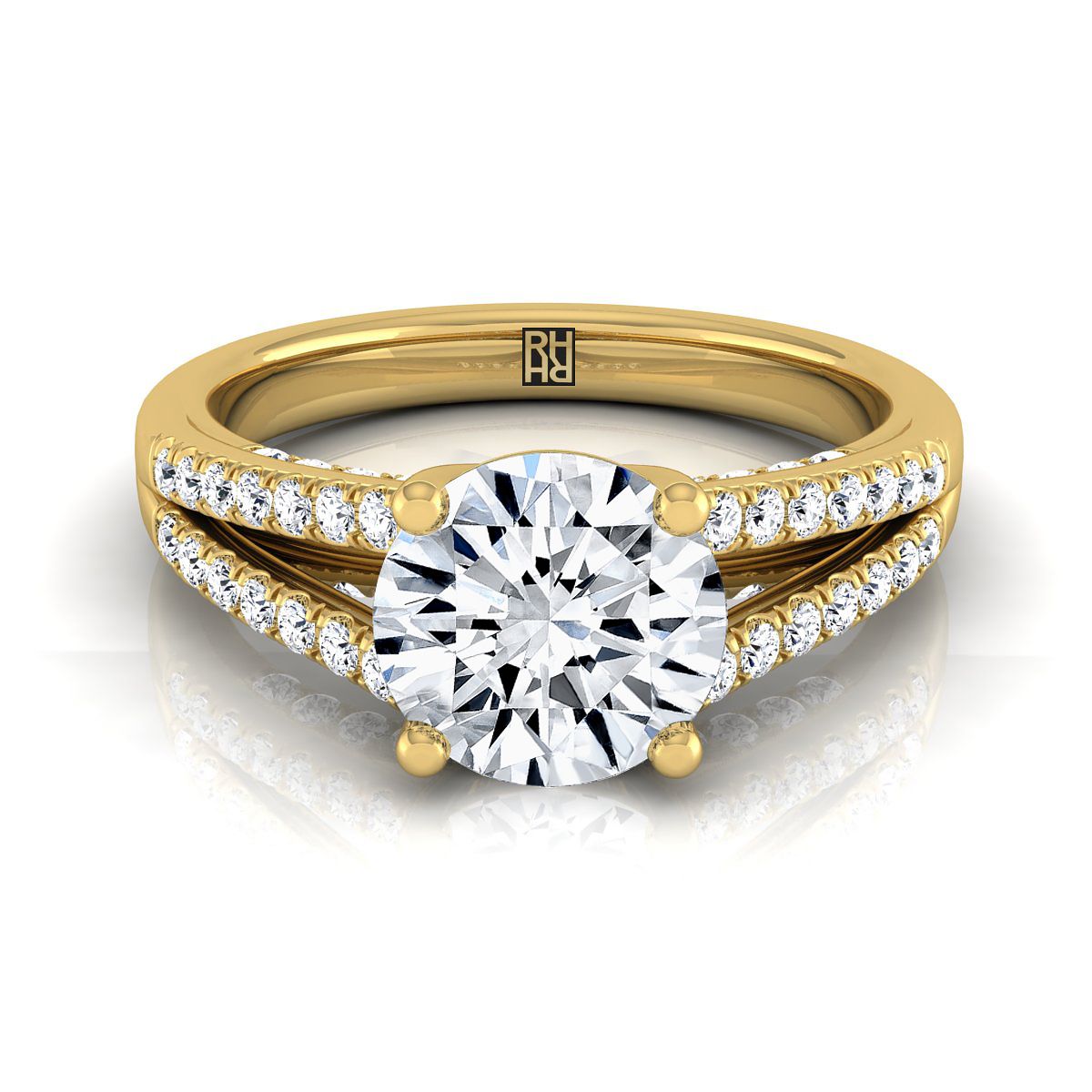 The Jessie Select Pavé Engagement Ring with Lab Diamond in 18K Yellow Gold - view 1