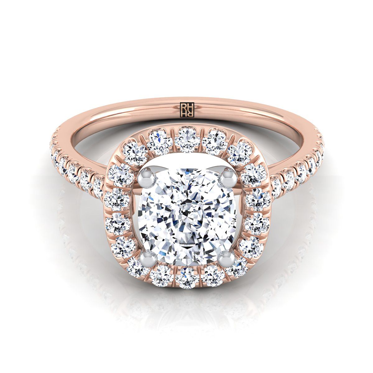 The Hymn cushion engagement ring setting in 14K Rose Gold | RockHer