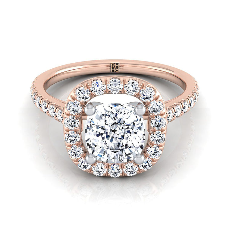 The Hymn Select Halo Cushion Cut Lab Diamond Engagement Ring in 14K Rose Gold