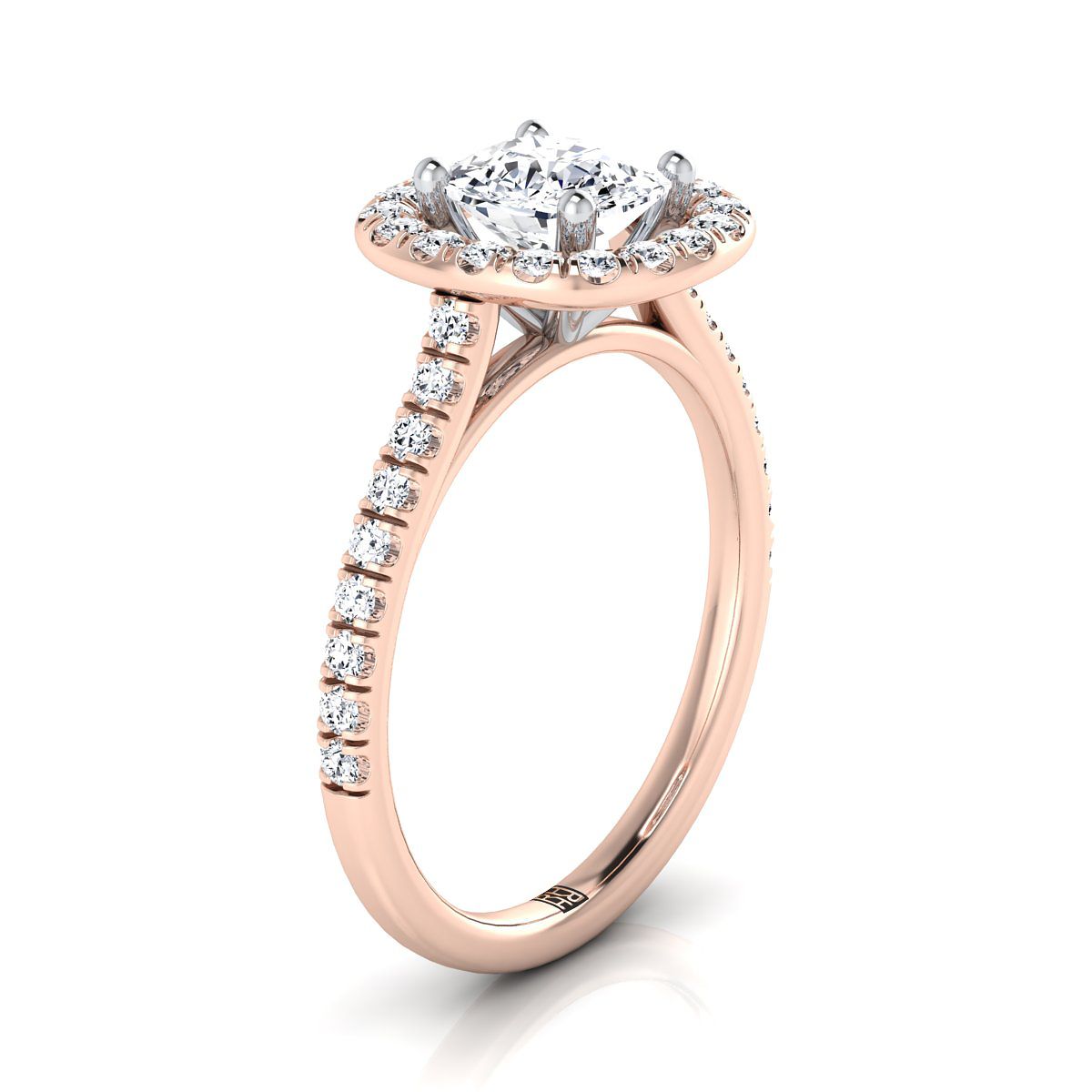 Select Halo Cut styling on The Hymn cushion engagement ring setting | RockHer