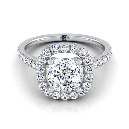 French Pavé Halo Frame Cushion, in Platinum, pave setting – view 8 | RockHer