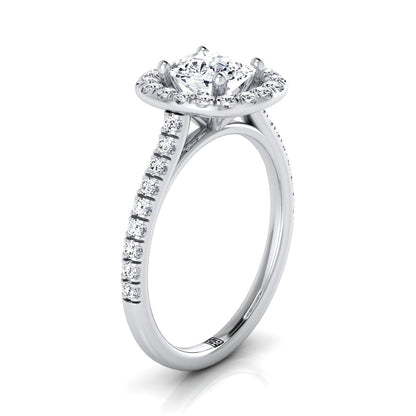 French Pavé Halo Frame Cushion, in Platinum, pave setting – view 9 | RockHer