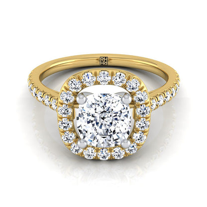 Hymn Select Halo Cushion Cut Lab Diamond Engagement Ring in 18K Yellow Gold | RockHer