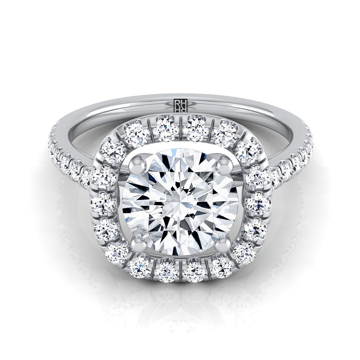 Hymn Select Halo Round Lab Diamond Engagement Ring in Platinum | RockHer
