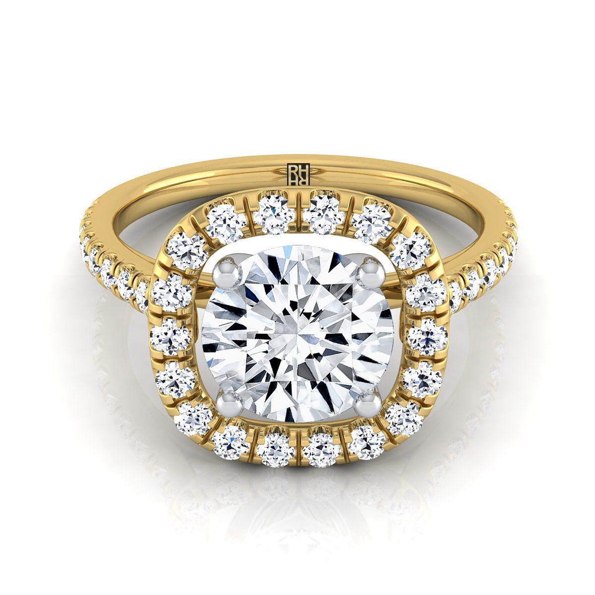 Hymn Select Halo Round Lab Diamond Engagement Ring in 18K Yellow Gold | RockHer