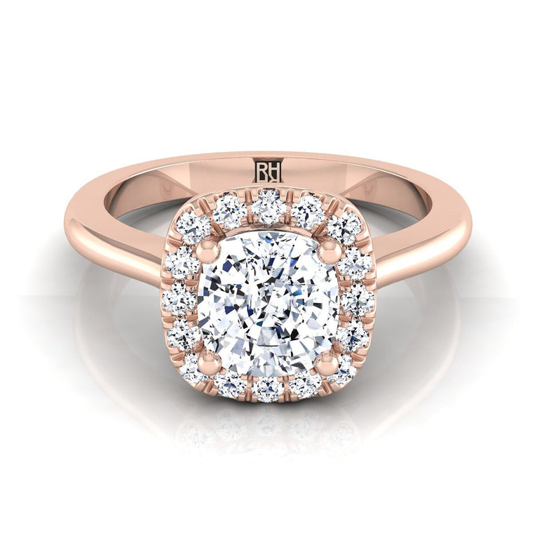 The Kate Select Halo Cushion Cut Lab Diamond Engagement Ring in 14K Rose Gold