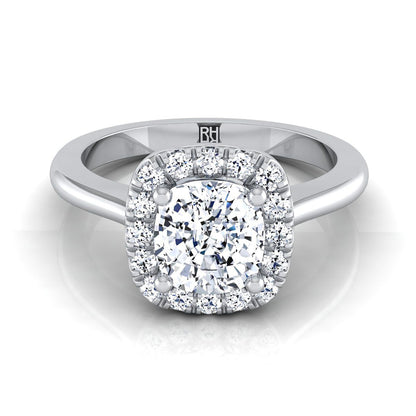 Classic French Pavé Halo Cushion, in Platinum, pave setting | RockHer