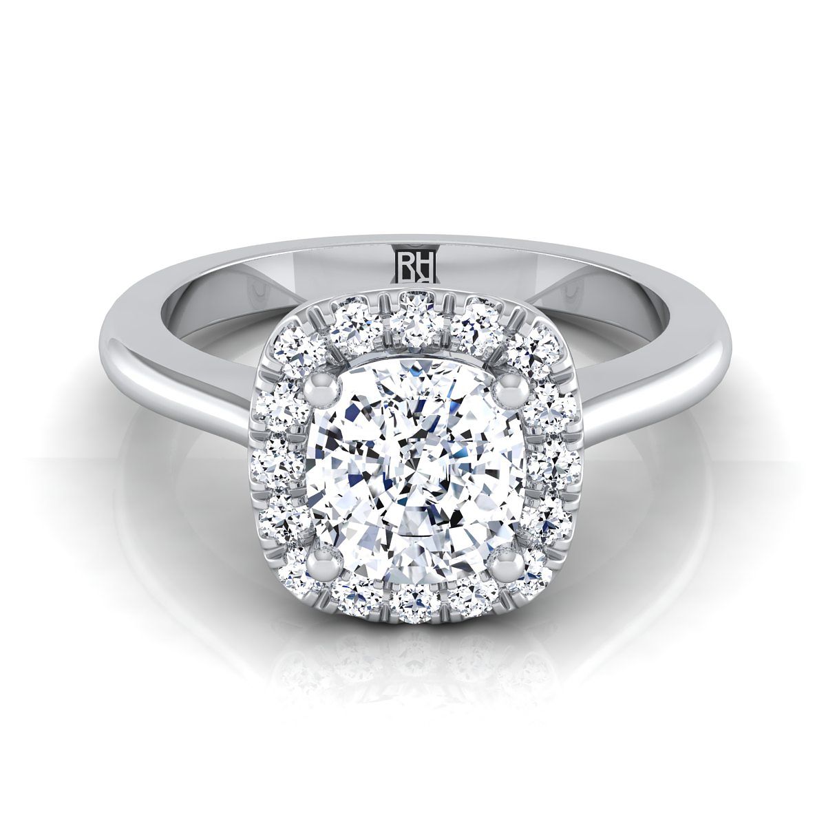 Kate Select Halo Cushion Cut Lab Diamond Engagement Ring in Platinum | RockHer