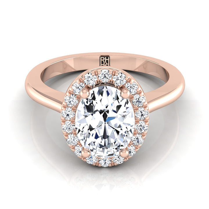 Classic French Pavé Halo Oval, in 14K Rose Gold, pave setting – view 8 | RockHer