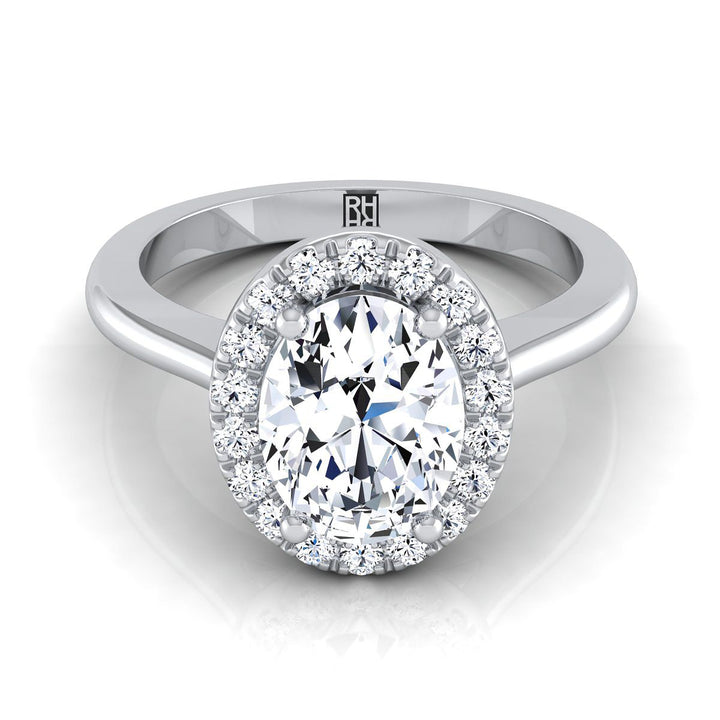 Classic French Pavé Halo Oval, in Platinum, pave setting | RockHer