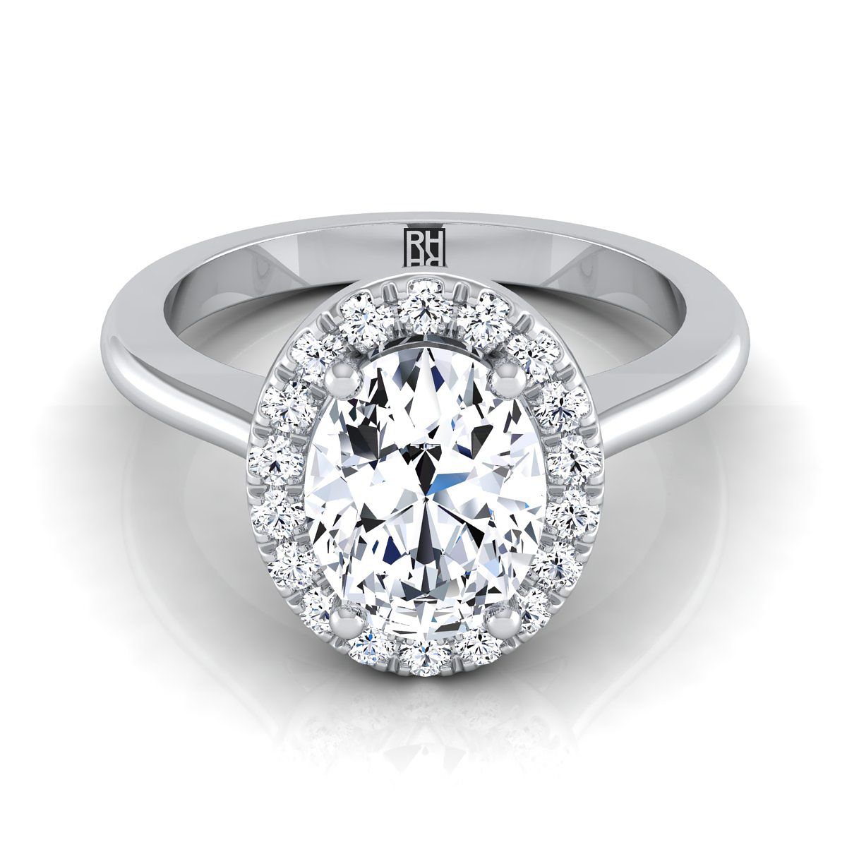 Kate Select Halo Oval Lab Diamond Engagement Ring in Platinum | RockHer
