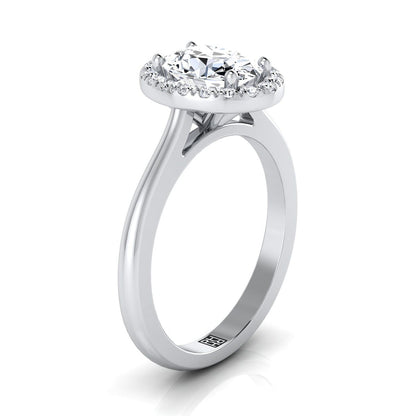 Classic French Pavé Halo Oval, in Platinum, pave setting – side profile | RockHer