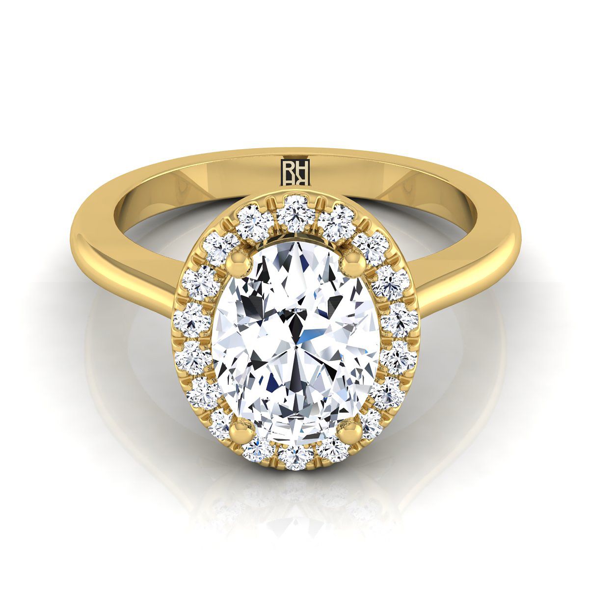 Kate Select Classic French Pavé Halo Oval Lab Diamond Engagement Ring in 18K Yellow Gold | RockHer