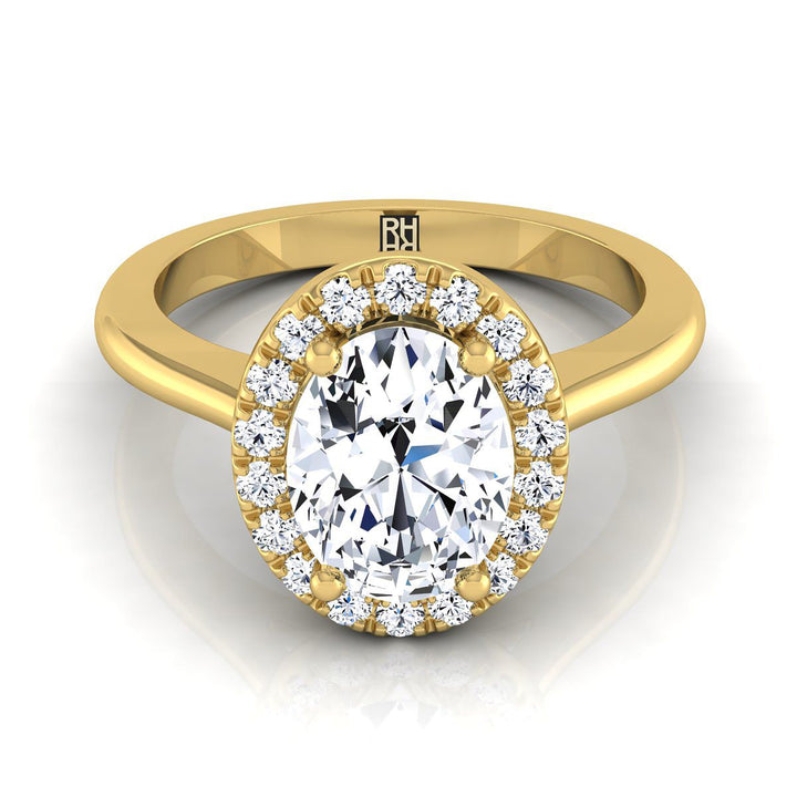 Kate Select Classic French Pavé Halo Oval Lab Diamond Engagement Ring in 18K Yellow Gold | RockHer