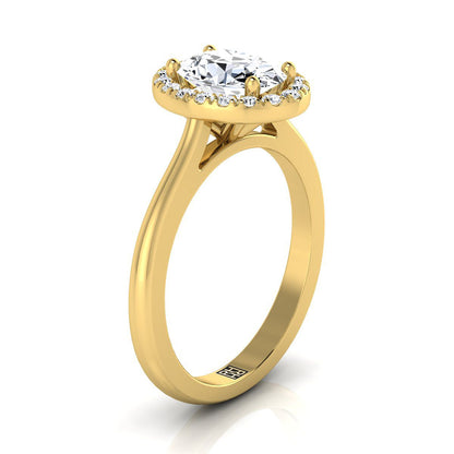 Kate Select Classic French Pavé Halo Oval Lab Diamond Engagement Ring in 18K Yellow Gold | RockHer