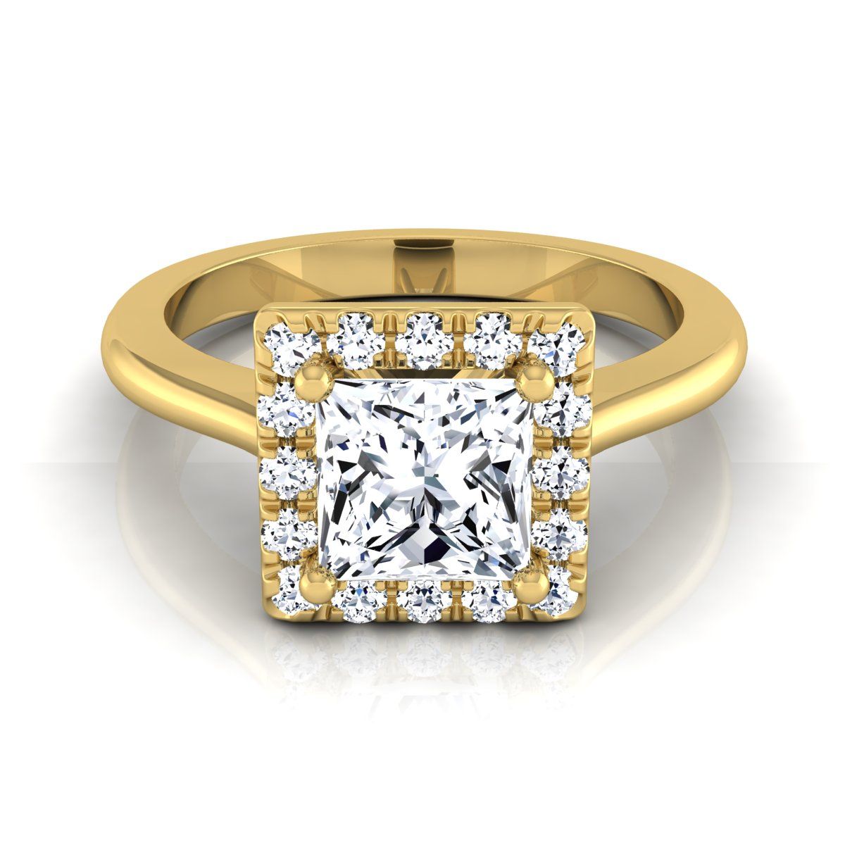 Kate Select Halo Princess Cut Lab Diamond Engagement Ring in 18K Yellow Gold | RockHer