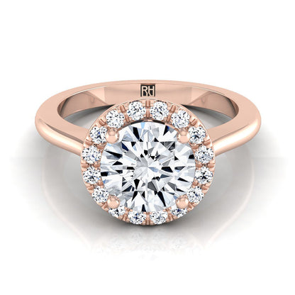 Round Brilliant, Classic French Pavé Halo Round, in 14K Rose Gold, pave setting | RockHer