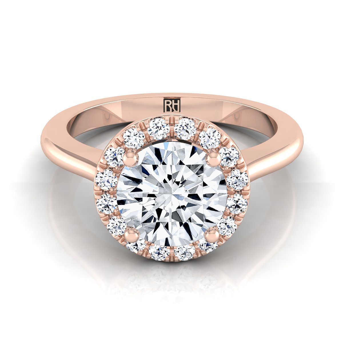 The Kate round engagement ring setting in 14K Rose Gold | RockHer