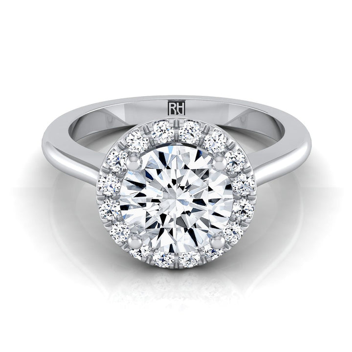 Round Brilliant, Classic French Pavé Halo Round, in Platinum, pave setting | RockHer