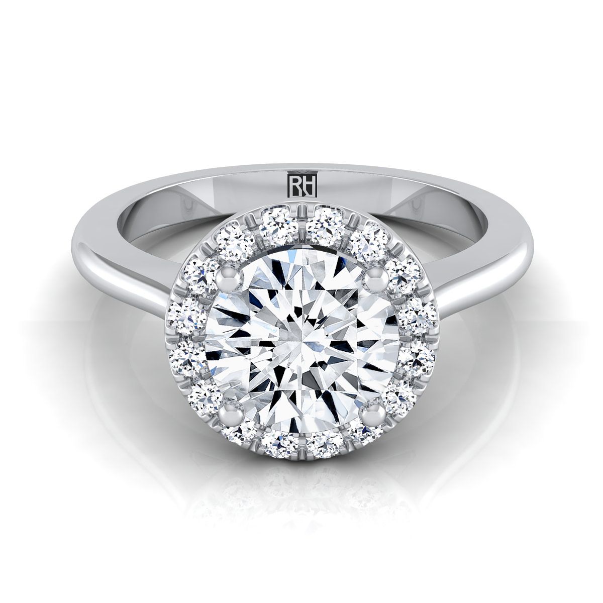 Kate Select Halo Round Lab Diamond Engagement Ring in Platinum | RockHer