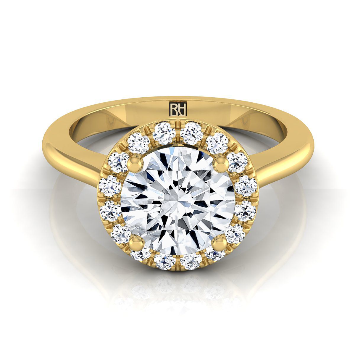 Kate Select Halo Round Lab Diamond Engagement Ring in 18K Yellow Gold | RockHer