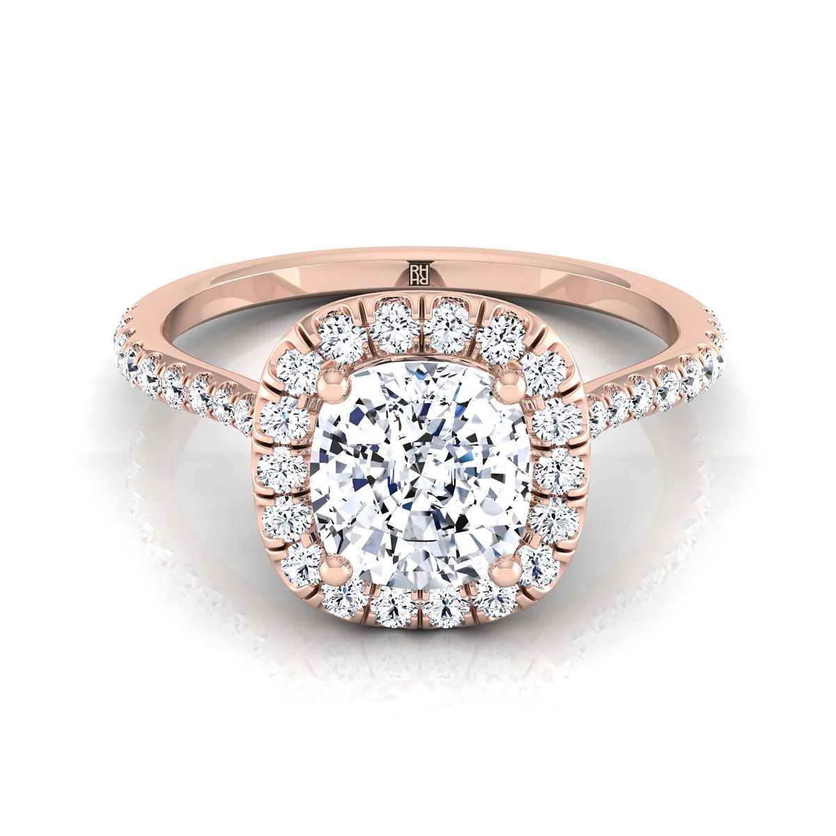 The Everly cushion engagement ring setting in 14K Rose Gold | RockHer