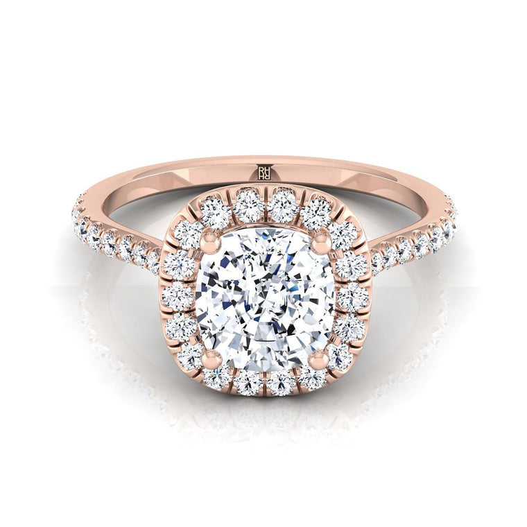 The Everly Select Halo Cushion Cut Lab Diamond Engagement Ring in 14K Rose Gold