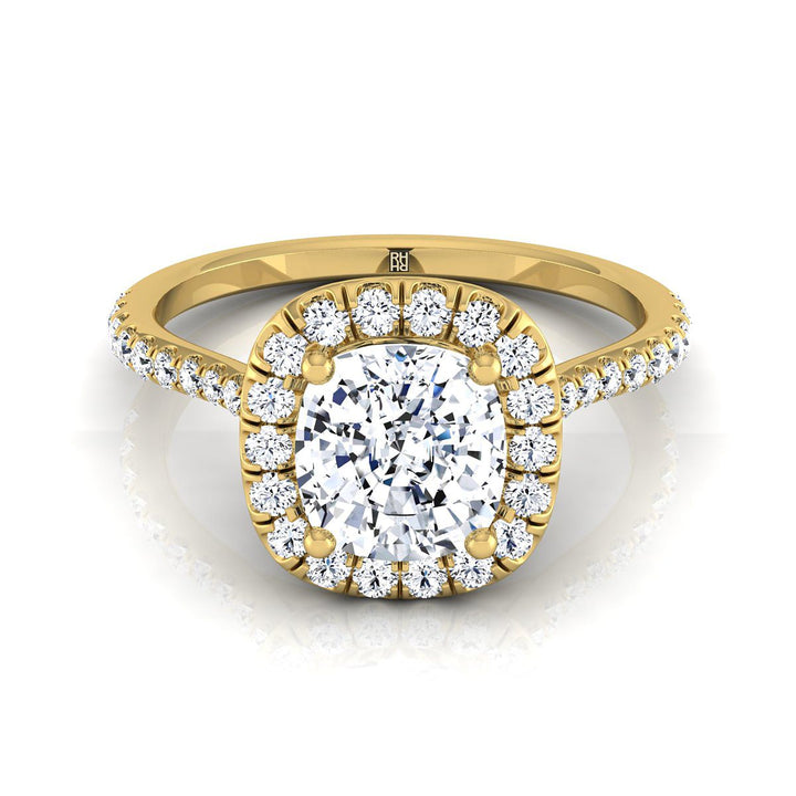 Everly Select Halo Cushion Cut Lab Diamond Engagement Ring in 18K Yellow Gold | RockHer