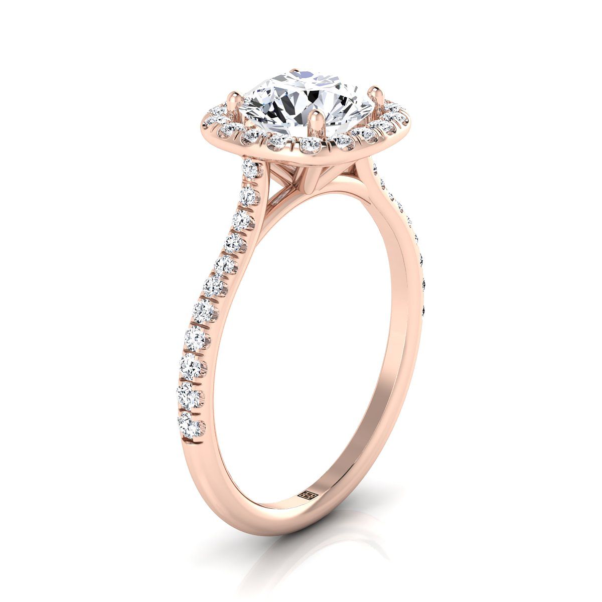 RockHer atelier photo of The Everly round engagement ring setting in 14K Rose Gold