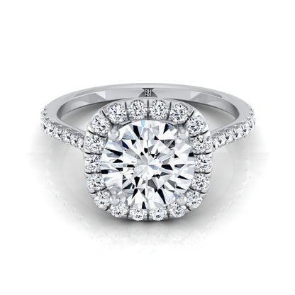 Round Brilliant, Classic Shared Prong Halo Round, in Platinum, pave setting – view 8 | RockHer
