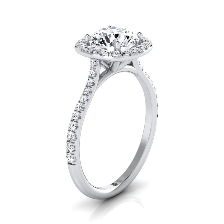 Everly Select Classic Shared Prong Halo Round Lab Diamond Engagement Ring in Platinum | RockHer