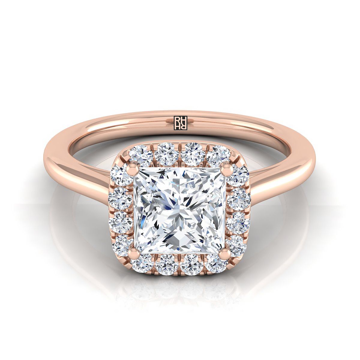 The Carnie princess engagement ring setting in 14K Rose Gold | RockHer