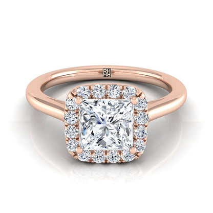 Classic Prong Diamond Halo Princess, in 14K Rose Gold | RockHer