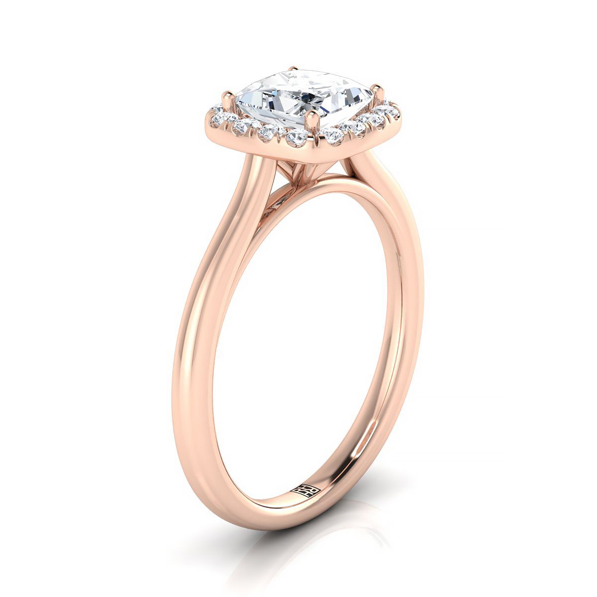 The Carnie Select Halo Engagement Ring with Lab Diamond in 14K Rose Gold - view 2