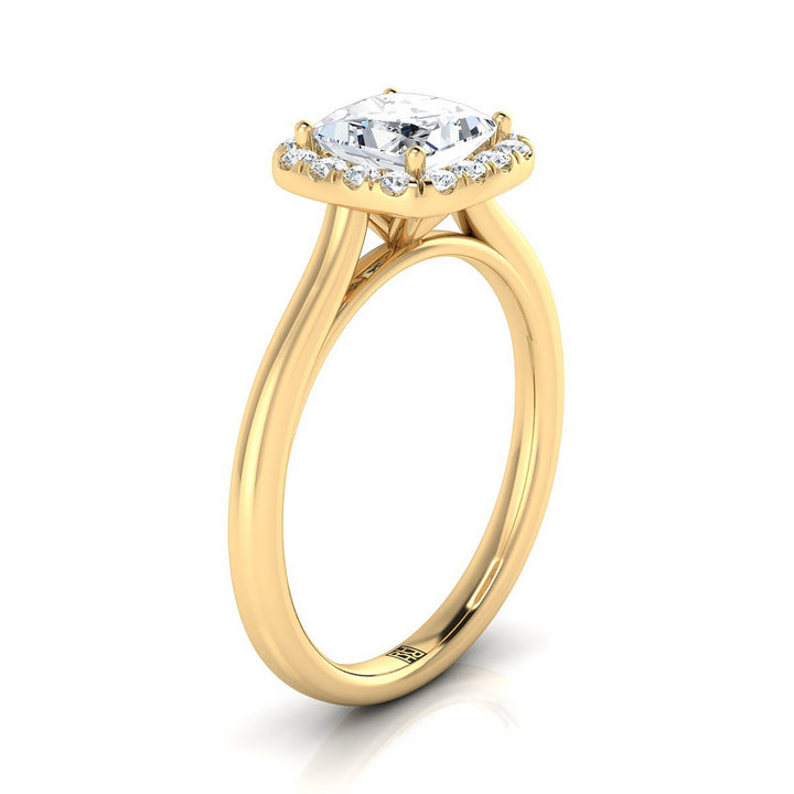 The Carnie Select Halo Engagement Ring with Lab Diamond in 18K Yellow Gold - view 2