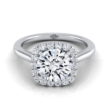 Round Brilliant, Classic Prong Diamond Halo, in Platinum, pave setting – view 8 | RockHer