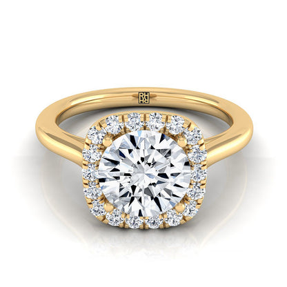 Carnie Select Classic Prong Diamond Halo Round Lab Diamond Engagement Ring in 14K Yellow Gold | RockHer