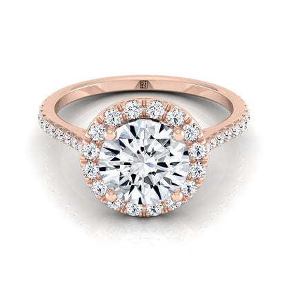 Round Brilliant, Diamond Pavé Halo, in 14K Rose Gold, pave setting – view 8 | RockHer
