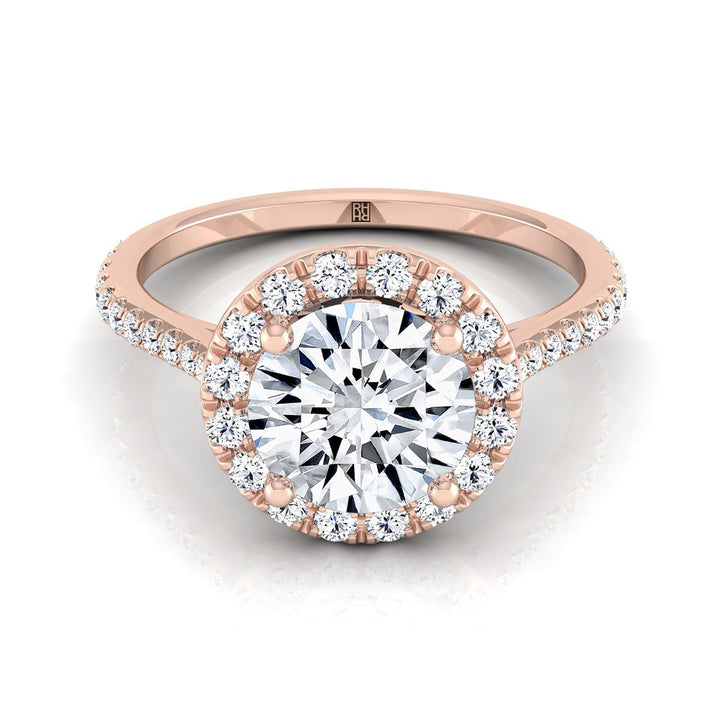 Dionne Select Diamond Pavé Halo Round Lab Diamond Engagement Ring in 14K Rose Gold | RockHer