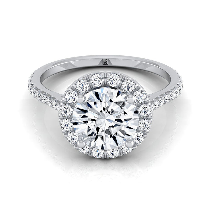 Dionne Select Diamond Pavé Halo Round Lab Diamond Engagement Ring in 14K White Gold | RockHer