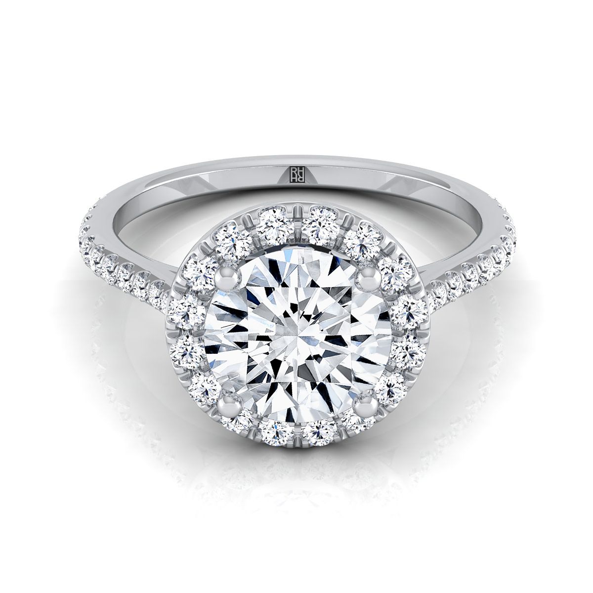 Dionne Select Diamond Pavé Halo Round Lab Diamond Engagement Ring in Platinum | RockHer