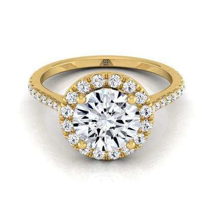 Dionne Select Diamond Pavé Halo Round Lab Diamond Engagement Ring in 14K Yellow Gold | RockHer
