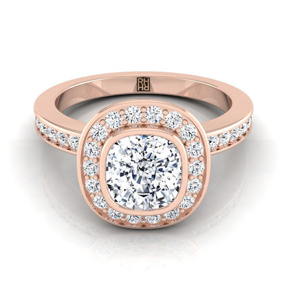 Bezel Halo Channel Band Cushion, in 14K Rose Gold | RockHer