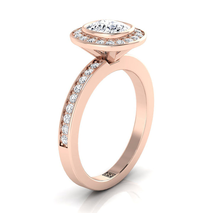 The Marcia Select Halo Engagement Ring with Lab Diamond in 14K Rose Gold - view 2