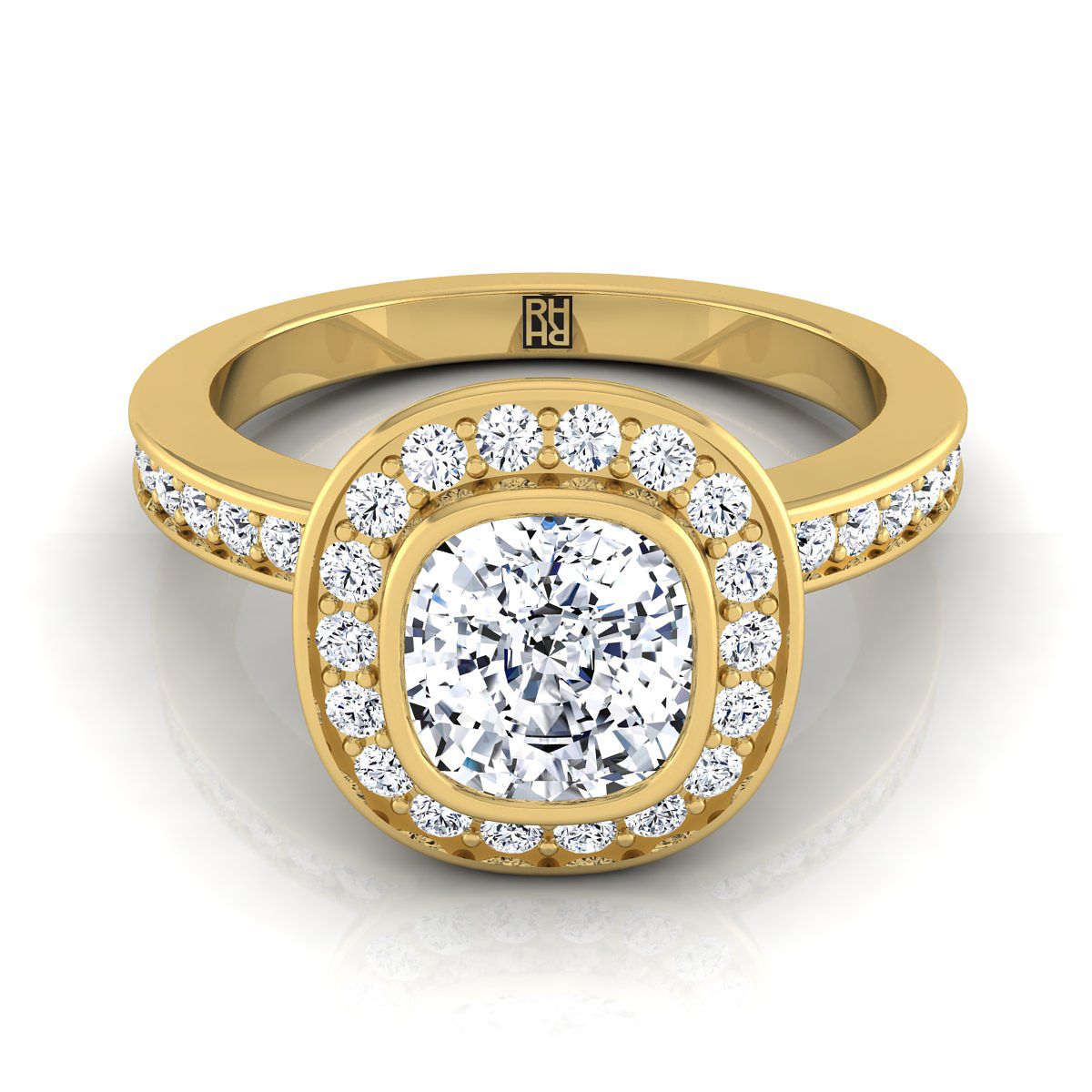 The Marcia cushion engagement ring setting in 18K Yellow Gold | RockHer