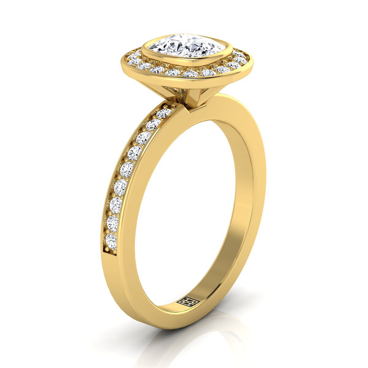 The Marcia Select Halo Engagement Ring with Lab Diamond in 18K Yellow Gold - view 2