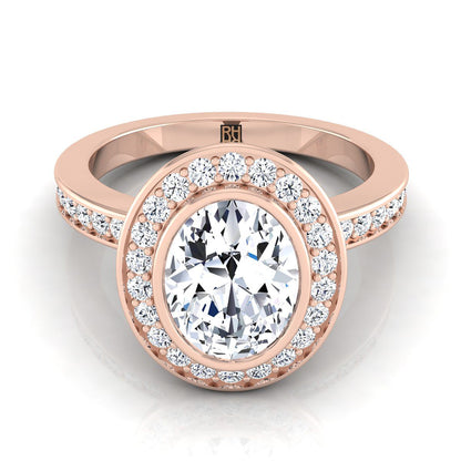 Bezel Halo Channel Band Oval, in 14K Rose Gold | RockHer