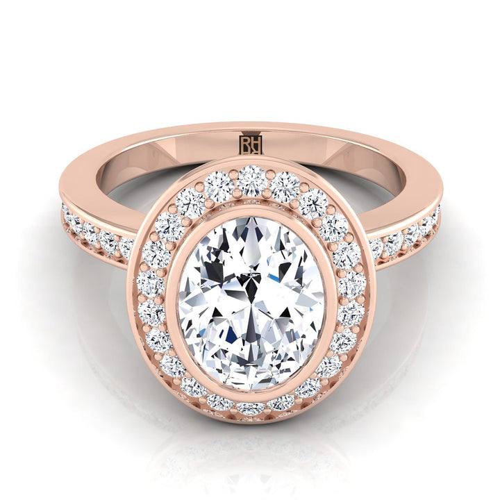 The Marcia Select Halo Engagement Ring with Lab Diamond in 14K Rose Gold - view 1