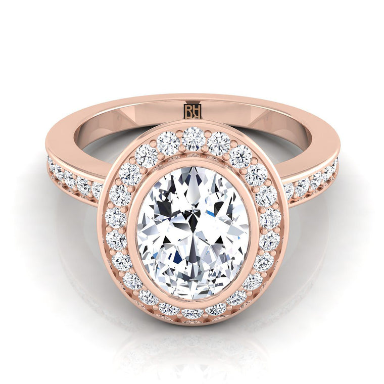 The Marcia Select Halo Oval Lab Diamond Engagement Ring in 14K Rose Gold